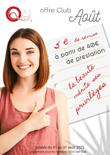 Visuel offre club Quick Epil du mois d'août