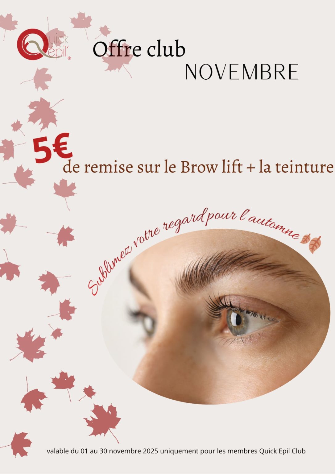 Visuel offre club de novembre 2025 chez Quick Epil